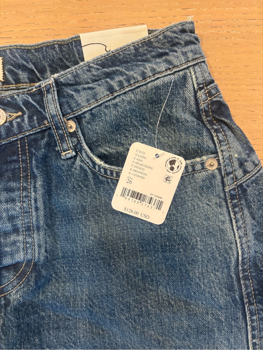 Free People We The Free Fable Low Rise Twisted Bowed Jeans 26 Heartsong NWT - Picture 12 of 16